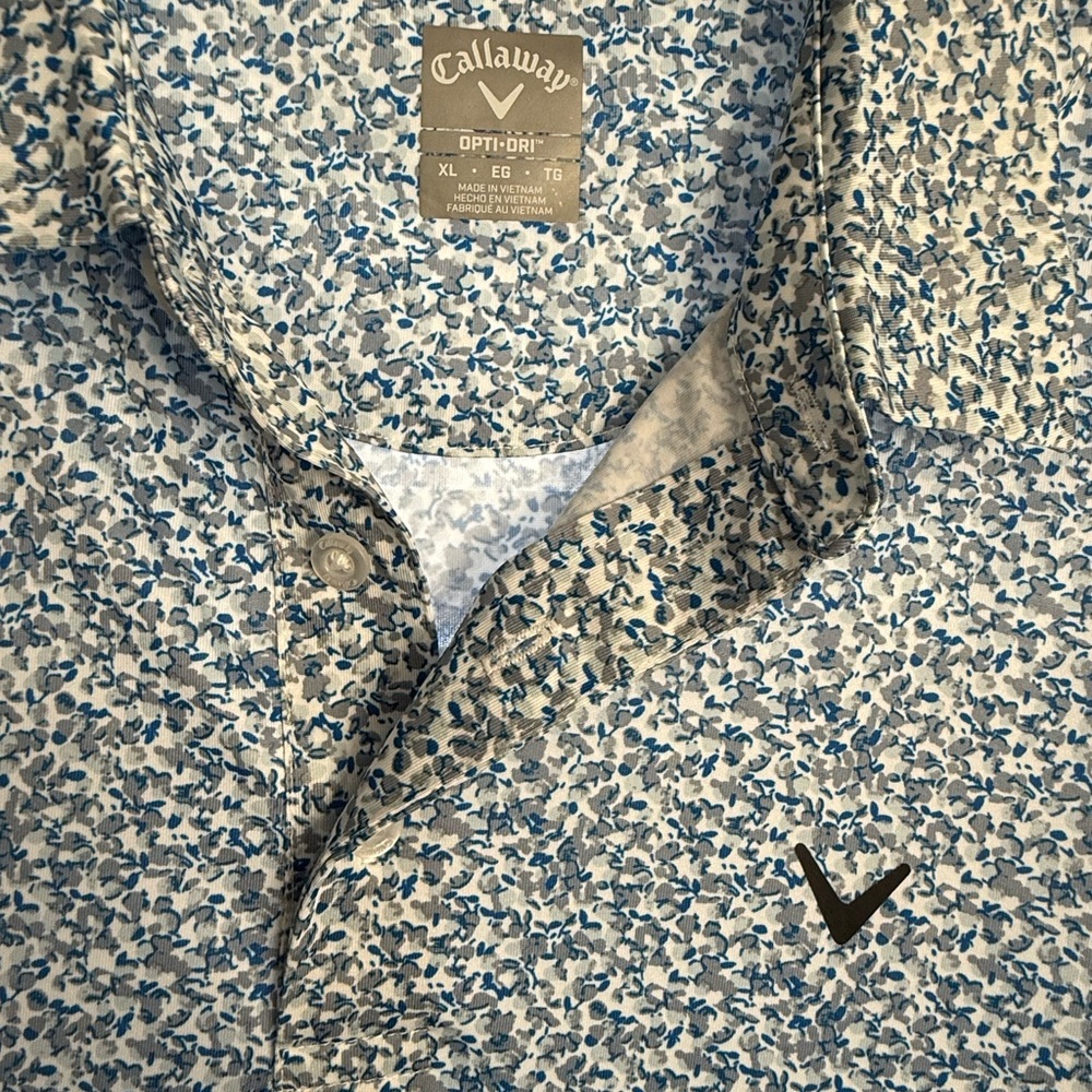 Callaway Blue and White Floral Performance Polo